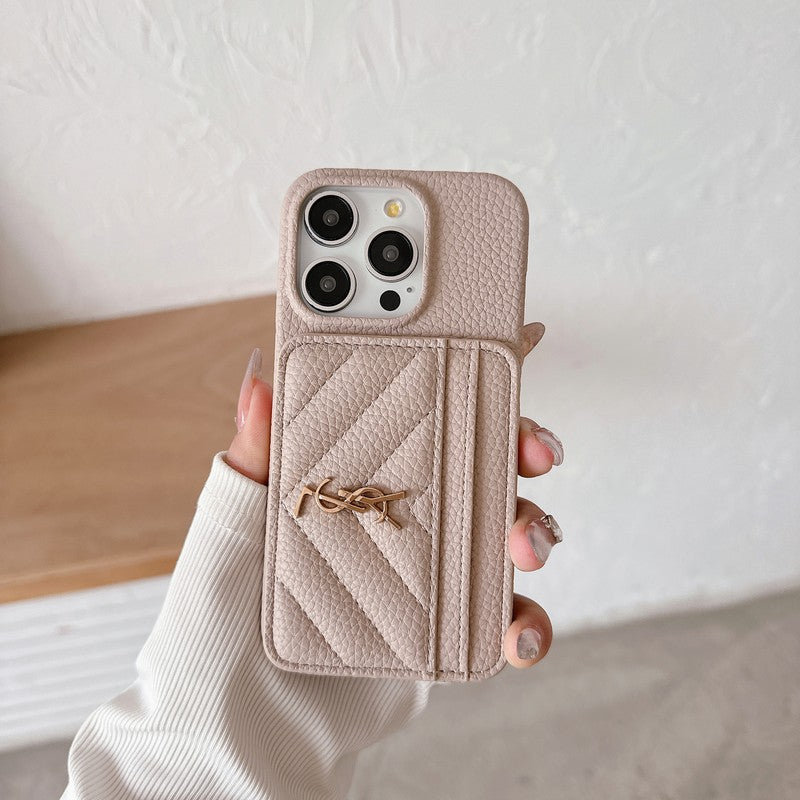 Saint Card Bag Kleur leren iPhone-hoesje