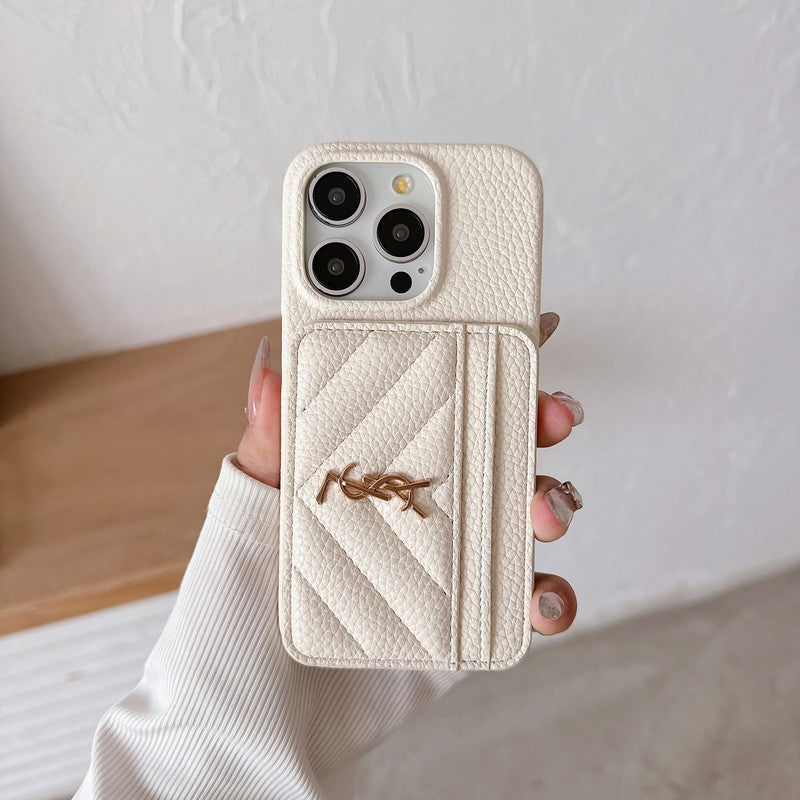 Saint Card Bag Kleur leren iPhone-hoesje