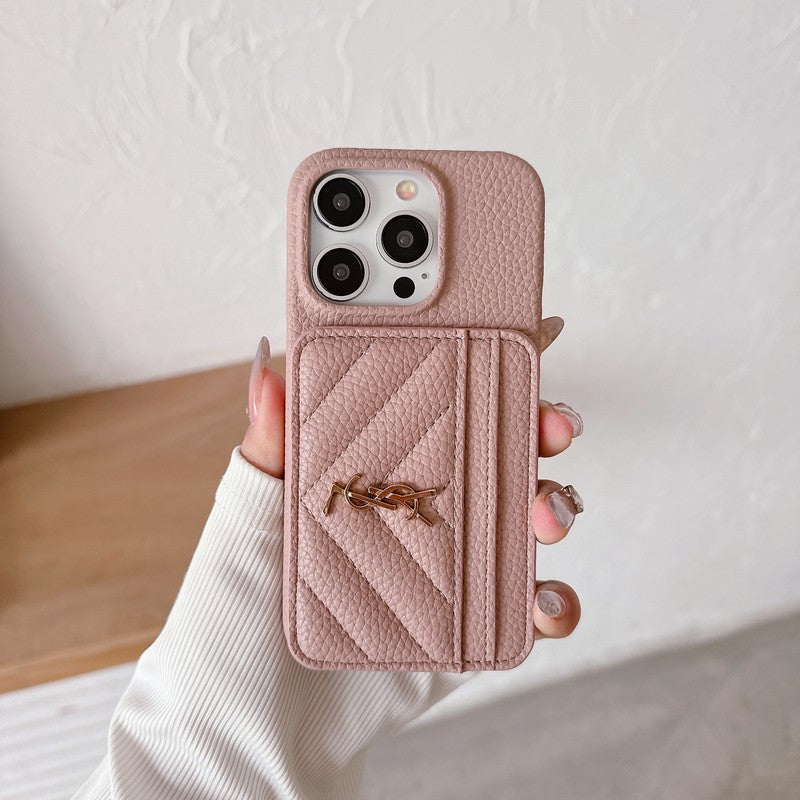 Saint Card Bag Kleur leren iPhone-hoesje