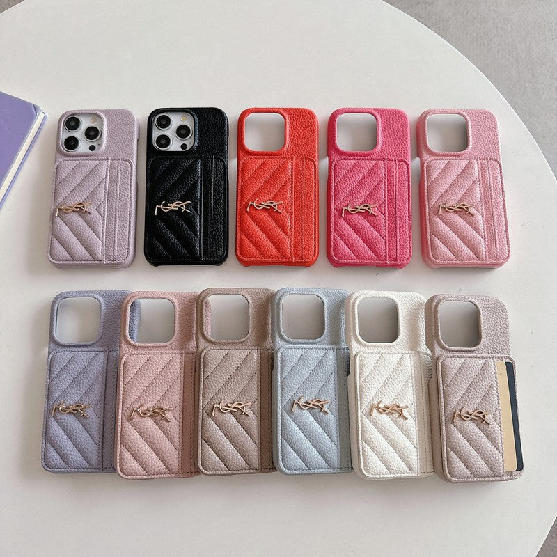 Saint Card Bag Kleur leren iPhone-hoesje