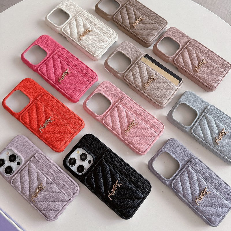 Saint Card Bag Kleur leren iPhone-hoesje