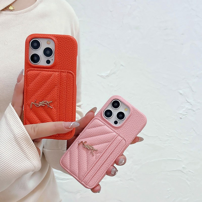 Saint Card Bag Kleur leren iPhone-hoesje