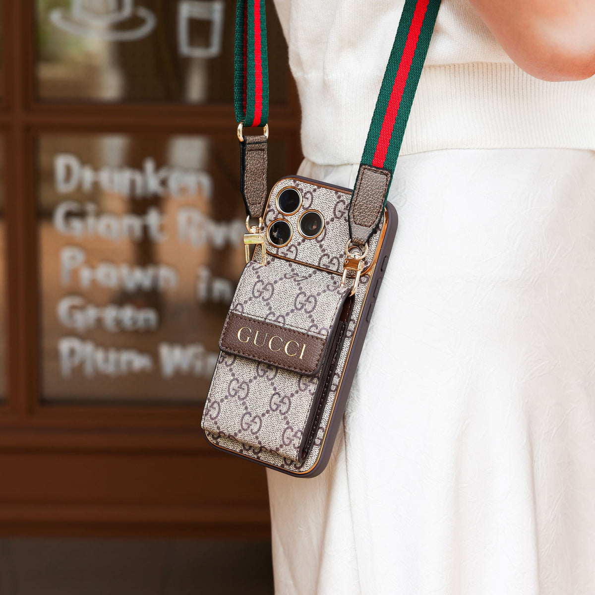 Luxury Vintage Pattern -kuvioinen iPhone-kotelo | Lompakkokorttipidike ja Crossbody-hihna