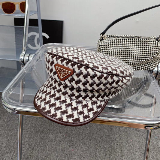Moda Houndstooth Qoton Barmil Kpiepel | Kappell tax-Xemx Checkered Disinjatur ta 'Lussu