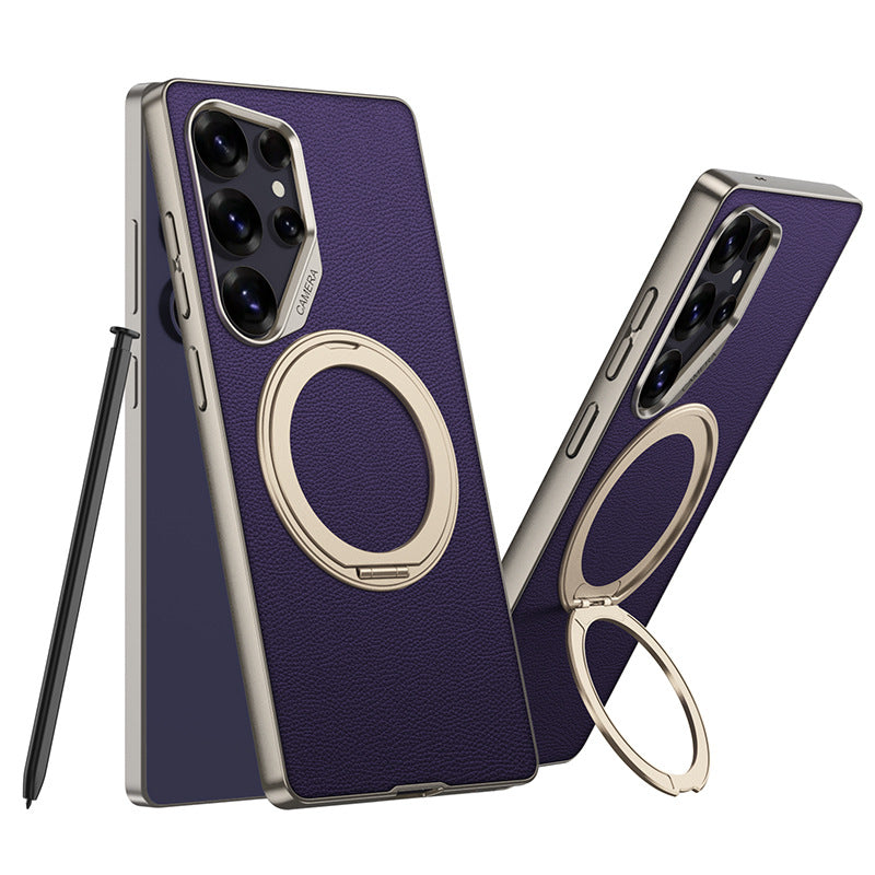 Capa de telefone à prova de choque de couro galvanizado para Galaxy S26 S25 S24 S23 Ultra
