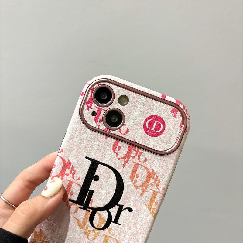 Funda de iPhone de cuero de color blanco y marrón de moda