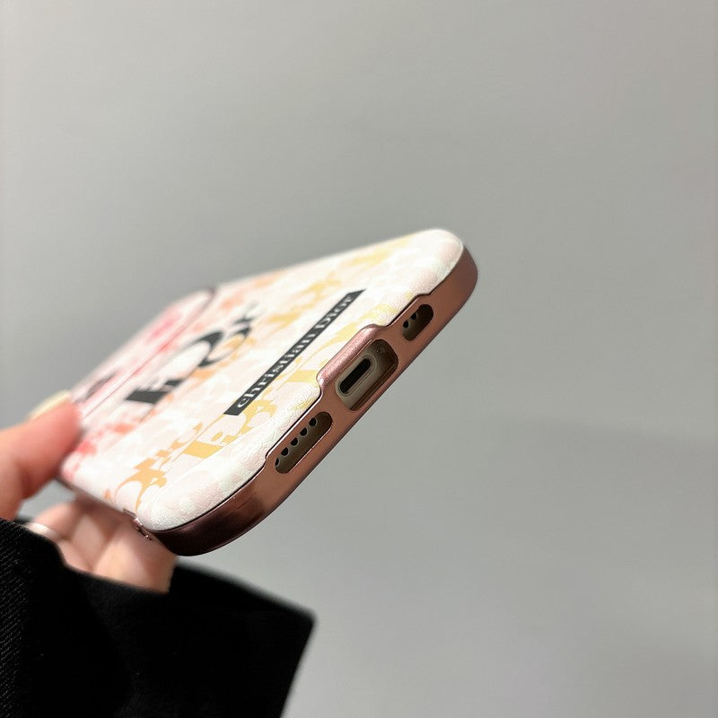 Funda de iPhone de cuero de color blanco y marrón de moda
