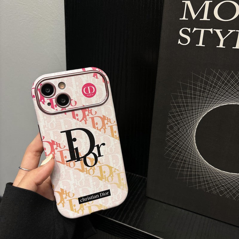 Funda de iPhone de cuero de color blanco y marrón de moda