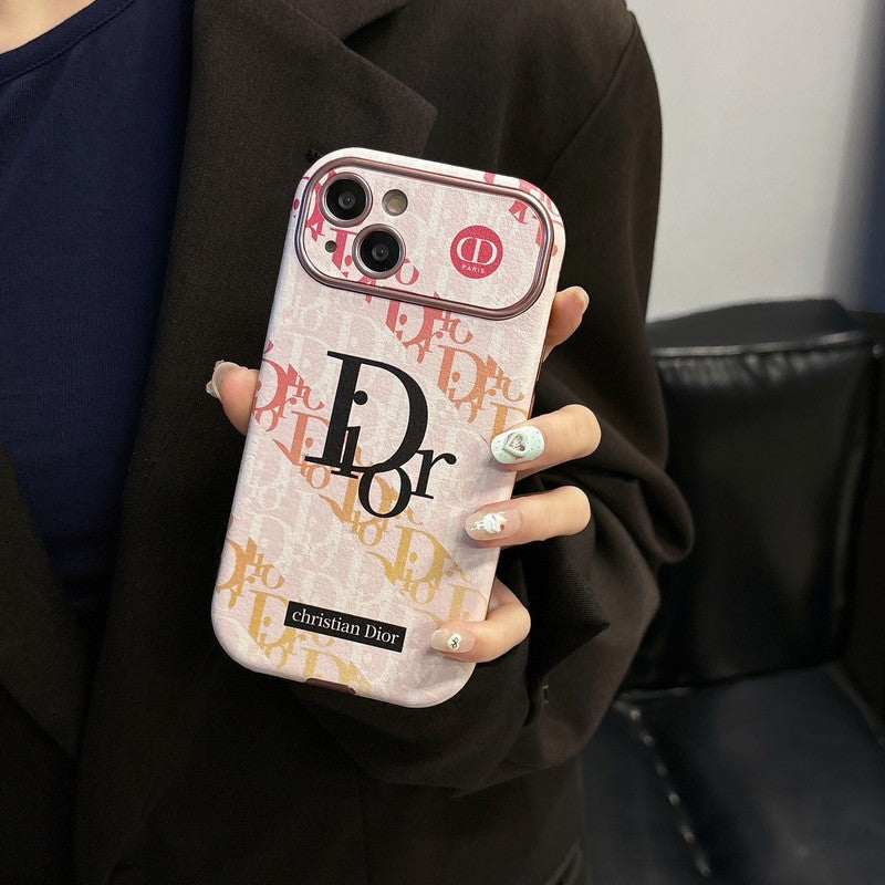 Funda de iPhone de cuero de color blanco y marrón de moda