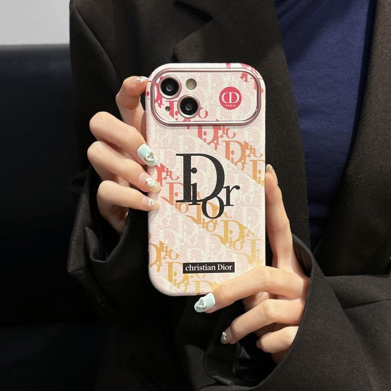 Funda de iPhone de cuero de color blanco y marrón de moda