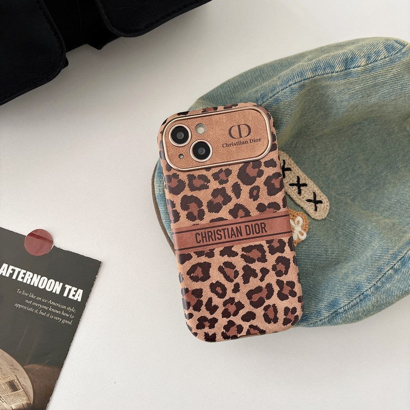 Funda de iPhone de cuero color marrón de moda