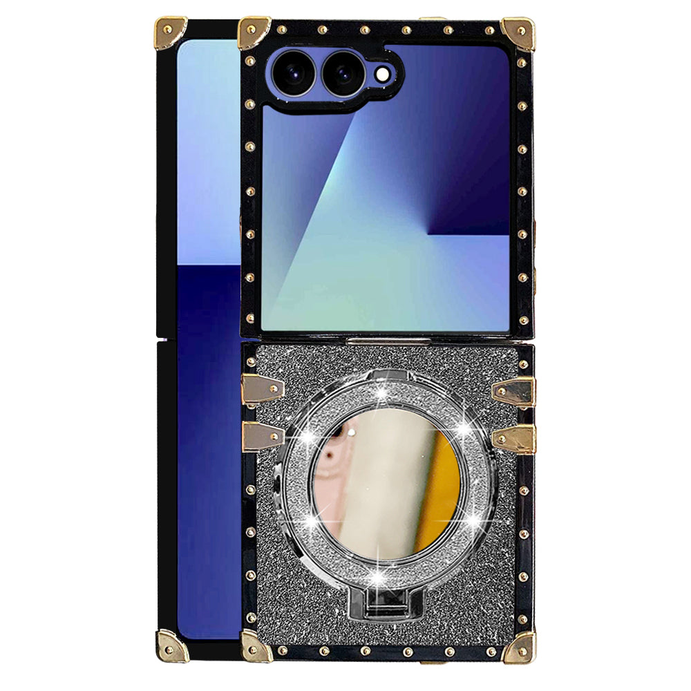 Trendi Strasszos telefontok mágneses tükörállvánnyal Galaxy Z Fliphez 7/6/5/4