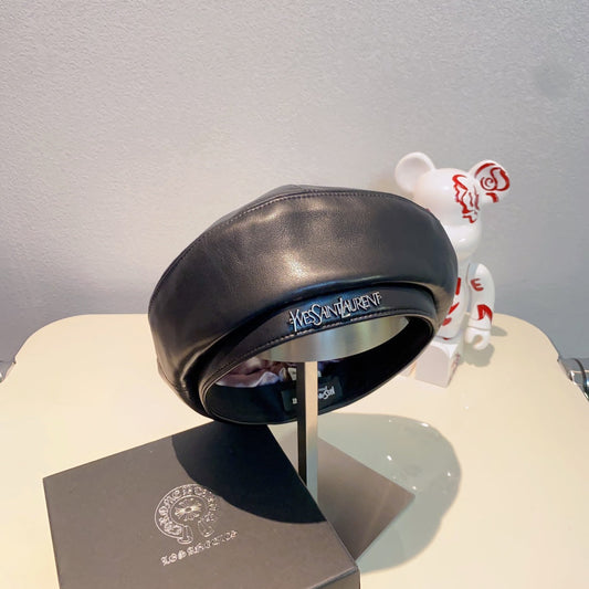Beret Eleganti Ġilda Ċagħaq | Kappell tad-Disinjatur tal-Lussu