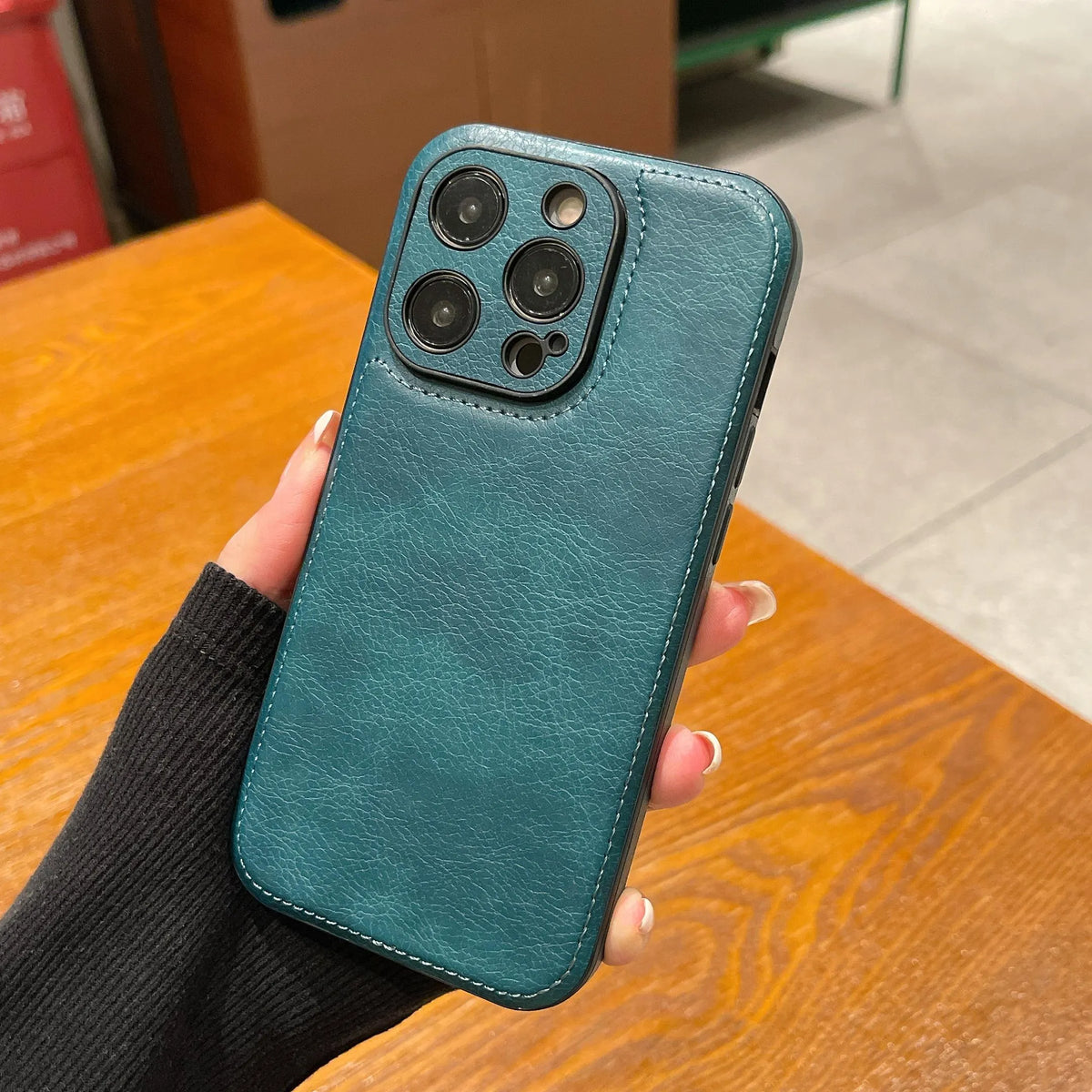 Premium vintage leren iPhone-hoesje – zachte, schokbestendige beschermhoes
