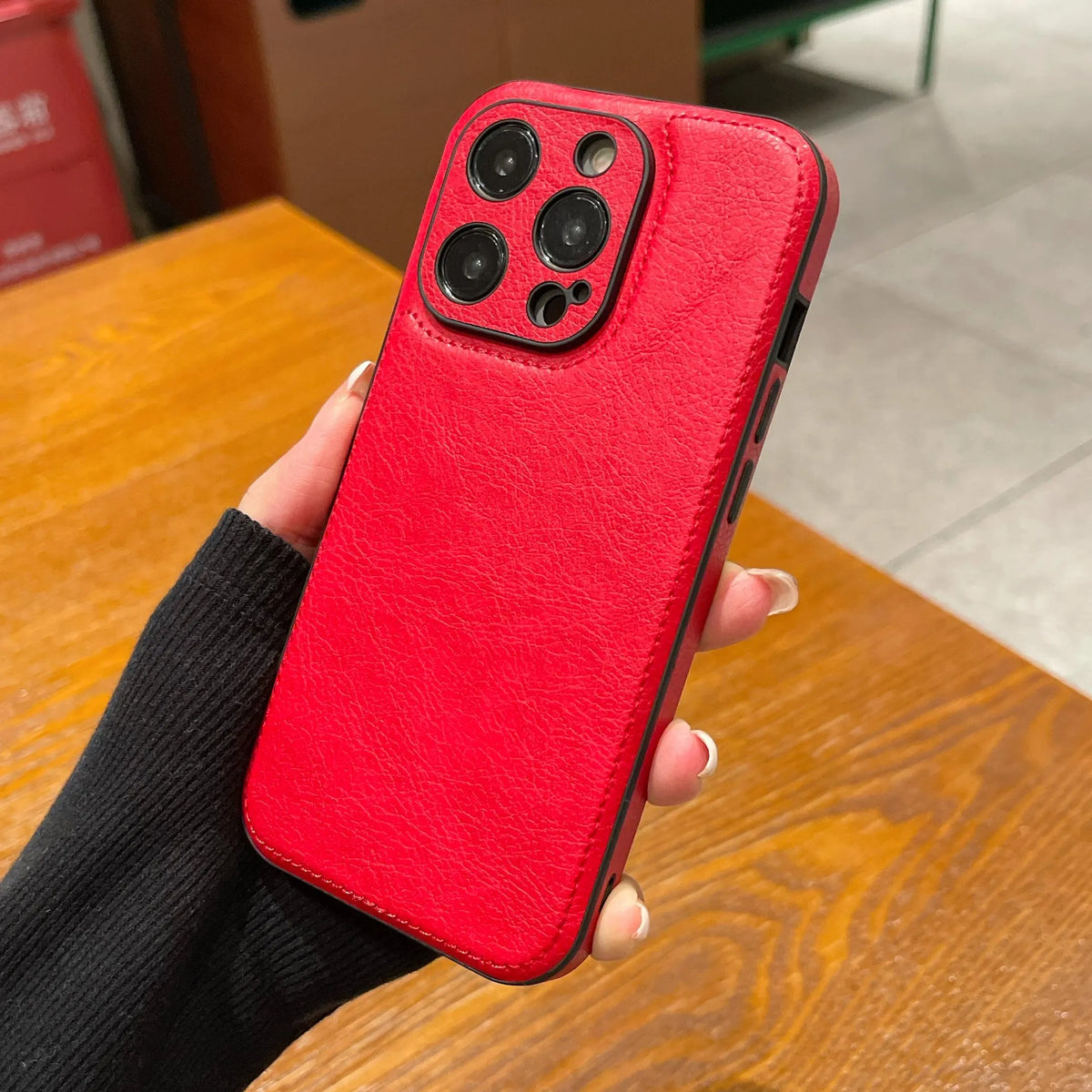 Premium vintage leren iPhone-hoesje – zachte, schokbestendige beschermhoes