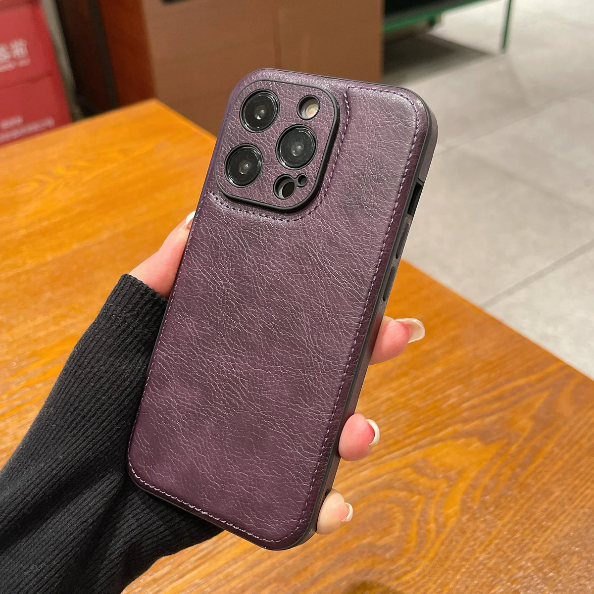 Premium vintage leren iPhone-hoesje – zachte, schokbestendige beschermhoes