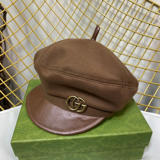 Classic GG Metal Logo Ottagonal Flat Cap | Kpiepel tal-Cashmere tad-Disinjatur tal-Lussu