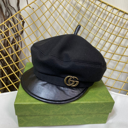 Classic GG Metal Logo Ottagonal Flat Cap | Kpiepel tal-Cashmere tad-Disinjatur tal-Lussu