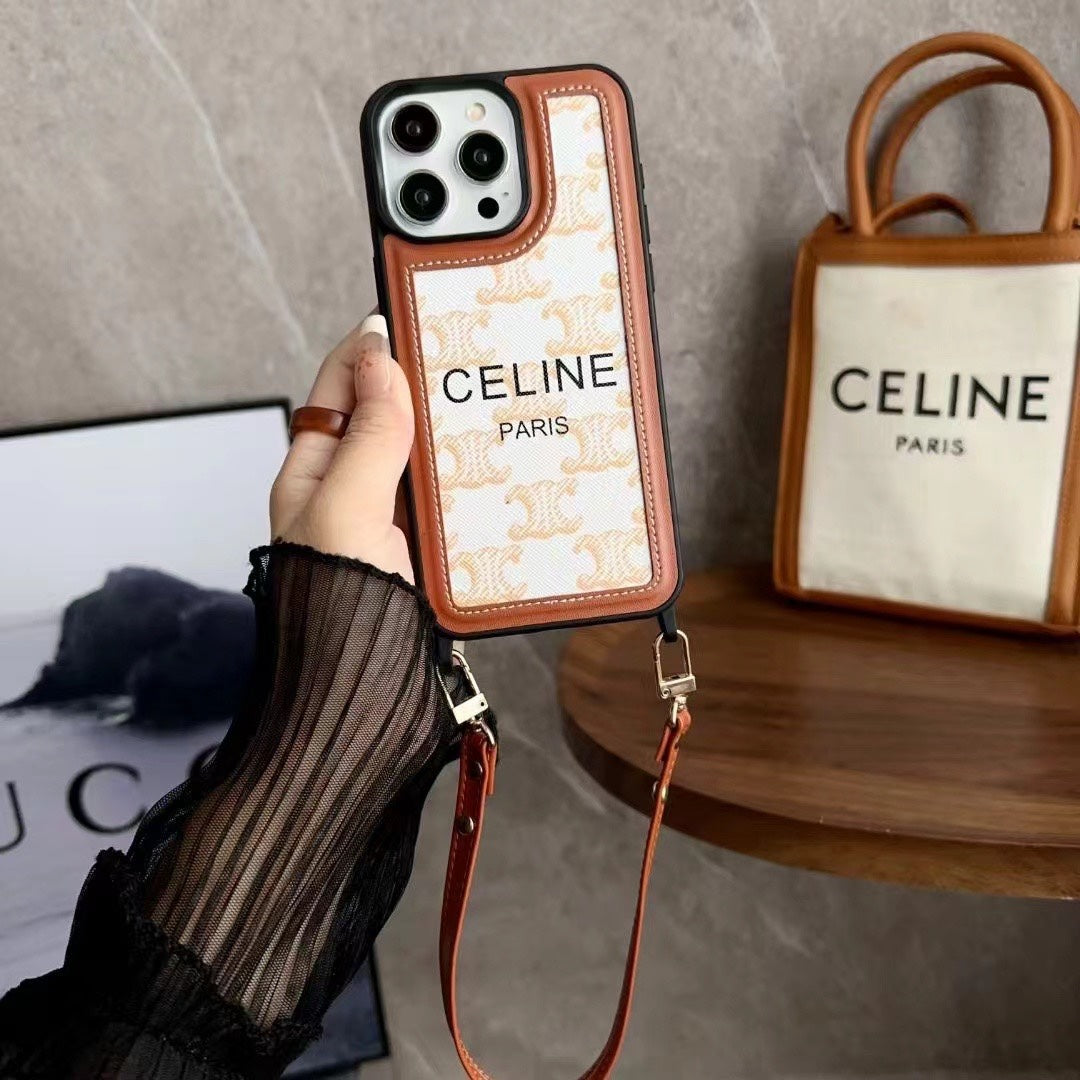 Funda blanca con correa para iPhone Celine-SZ231124