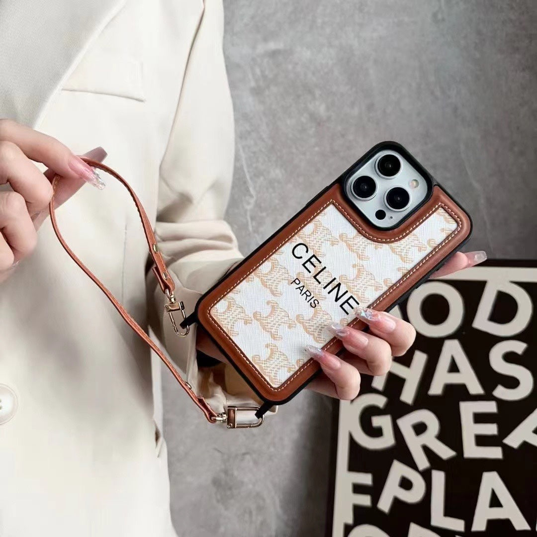 Funda blanca con correa para iPhone Celine-SZ231124
