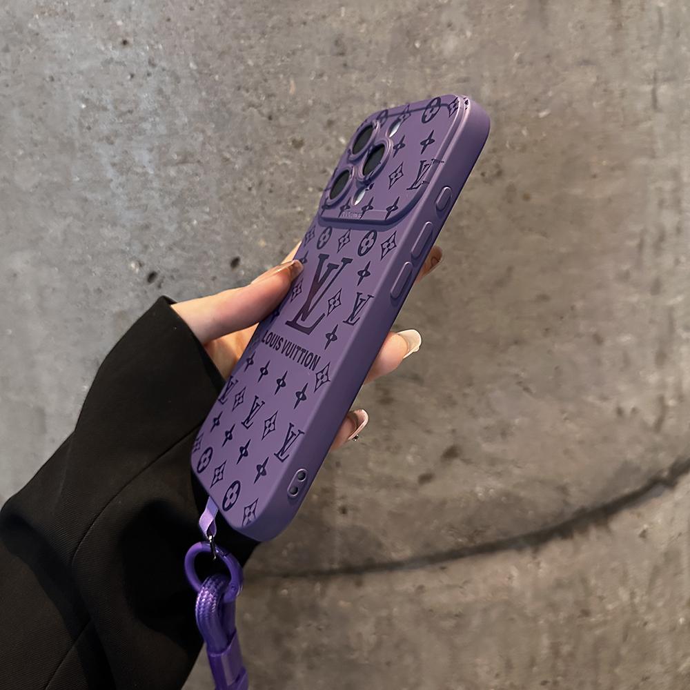 Funda de lujo para iPhone con estampado en relieve y correa para la muñeca desmontable