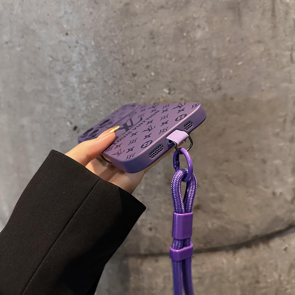 Funda de lujo para iPhone con estampado en relieve y correa para la muñeca desmontable