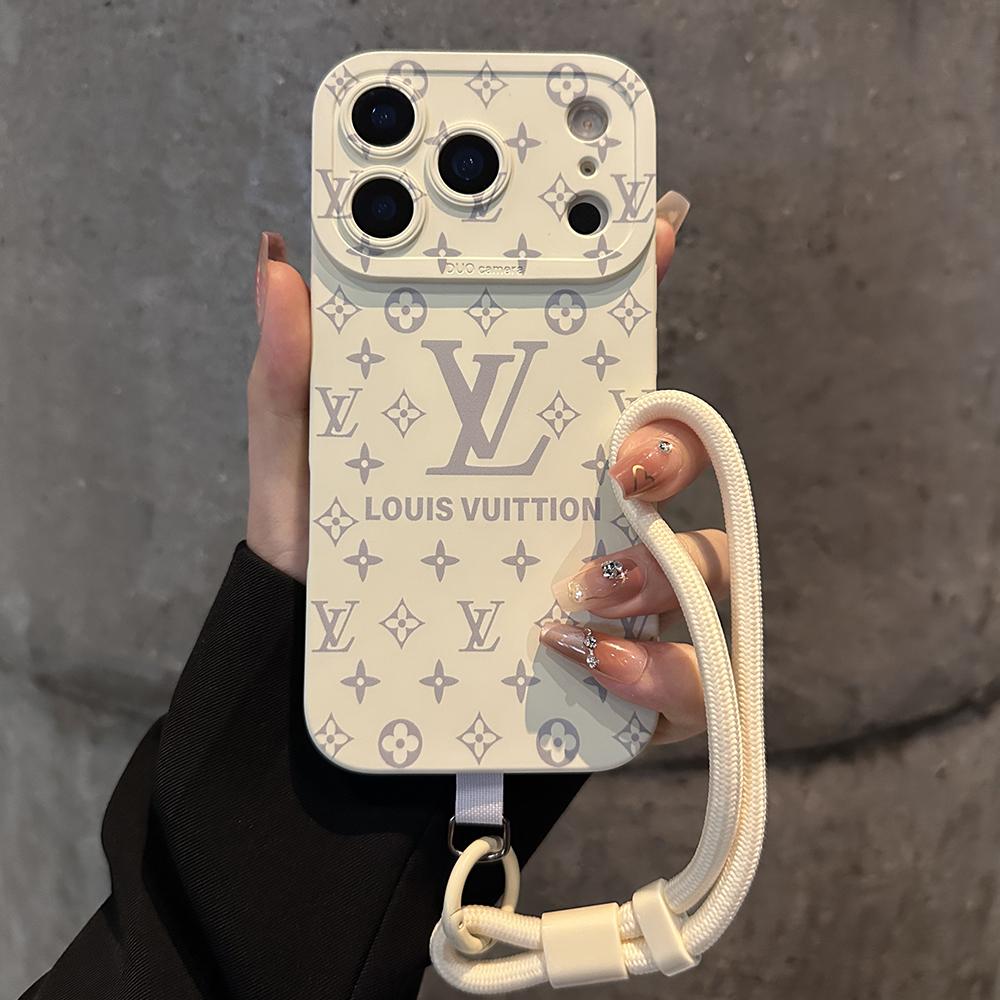 Funda de lujo para iPhone con estampado en relieve y correa para la muñeca desmontable
