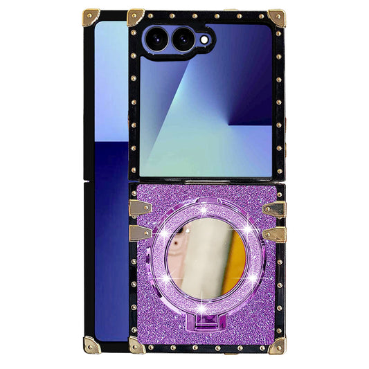 Trendi Strasszos telefontok mágneses tükörállvánnyal Galaxy Z Fliphez 7/6/5/4