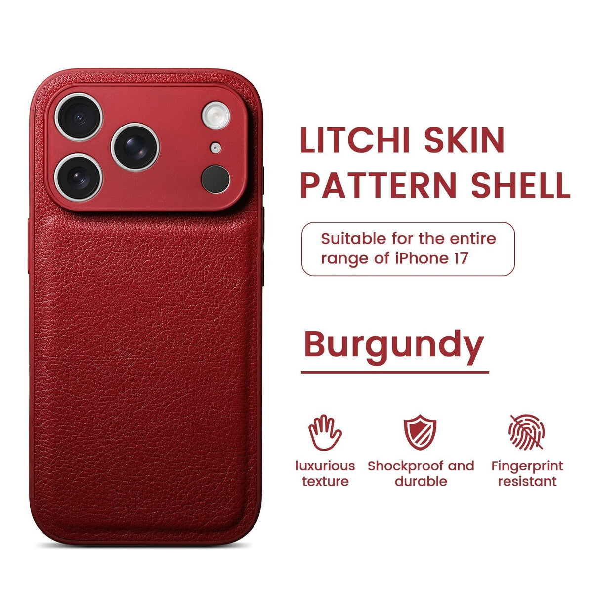 Funda de cuero con patrón de piel de litchi premium para iPhone