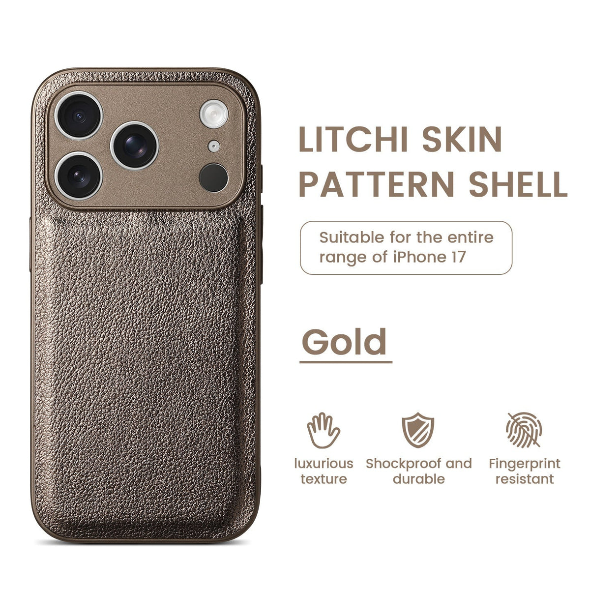 Funda de cuero con patrón de piel de litchi premium para iPhone