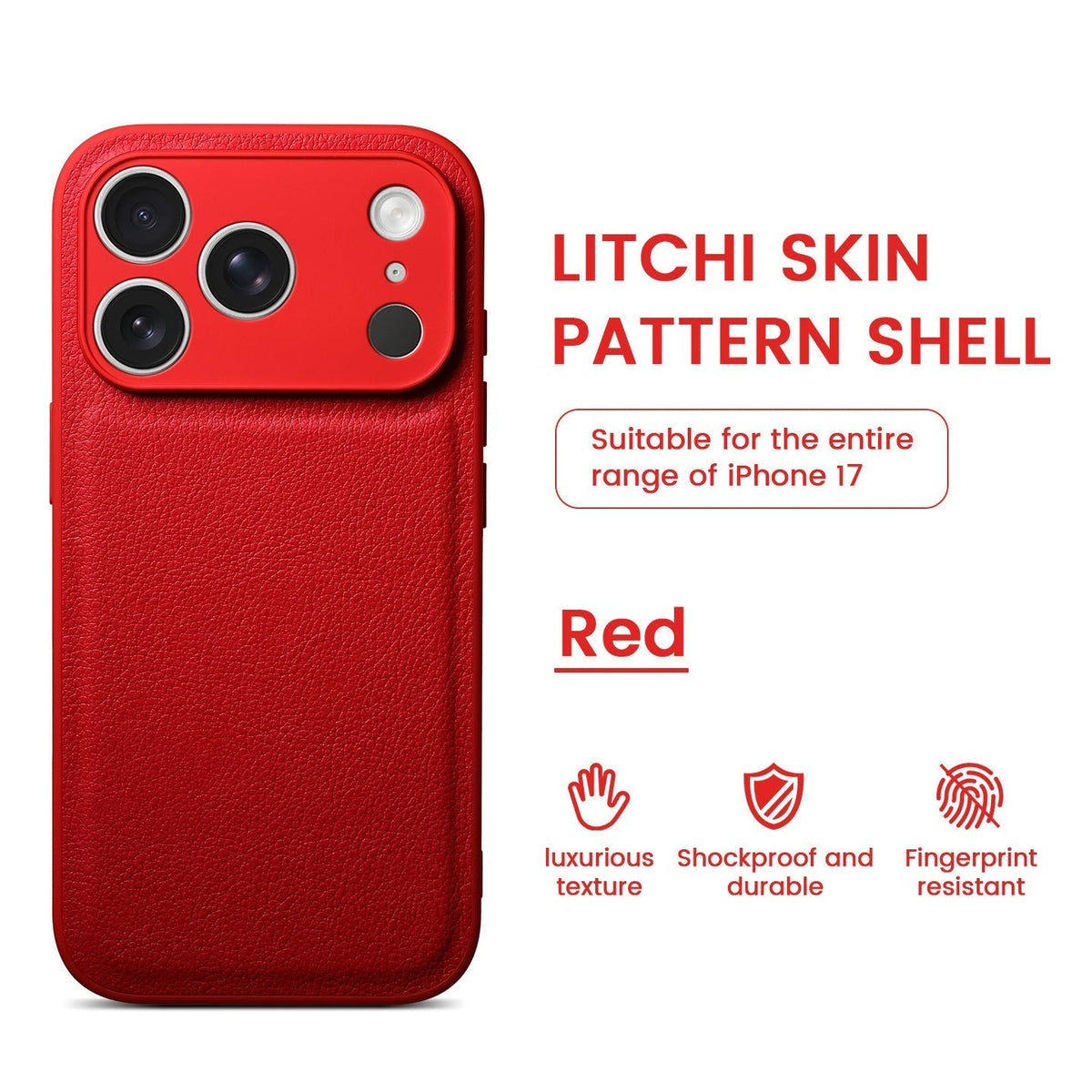Funda de cuero con patrón de piel de litchi premium para iPhone