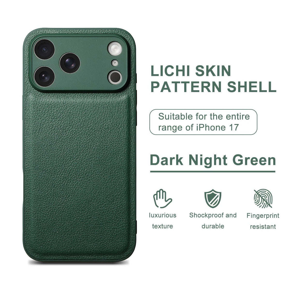 Funda de cuero con patrón de piel de litchi premium para iPhone