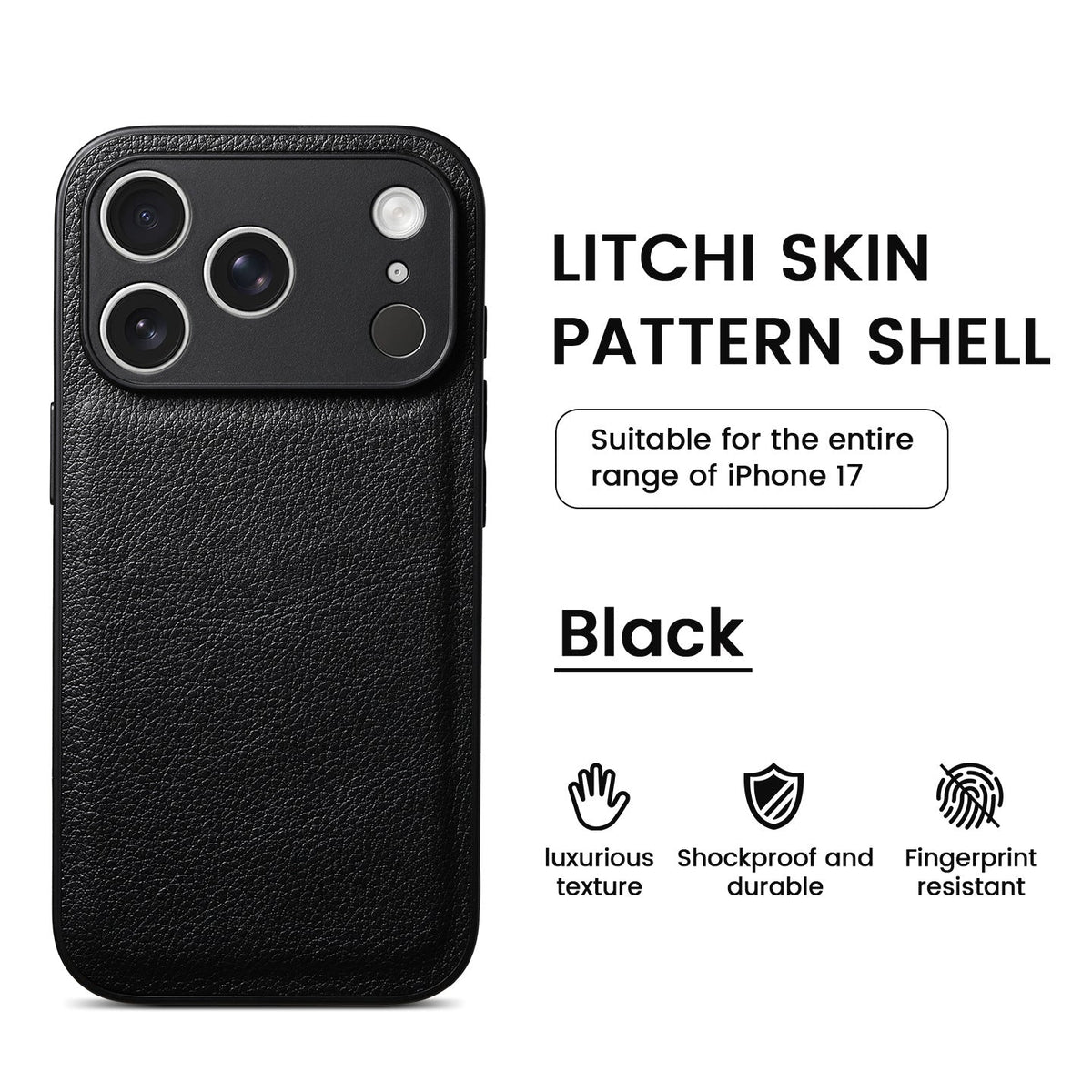 Funda de cuero con patrón de piel de litchi premium para iPhone