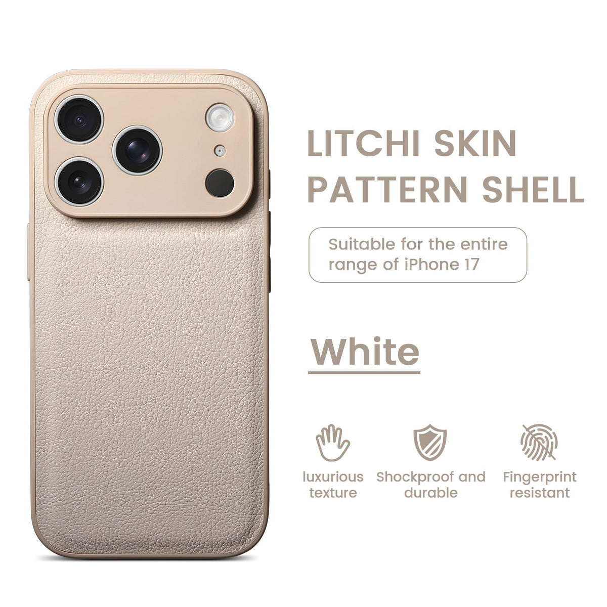 Funda de cuero con patrón de piel de litchi premium para iPhone