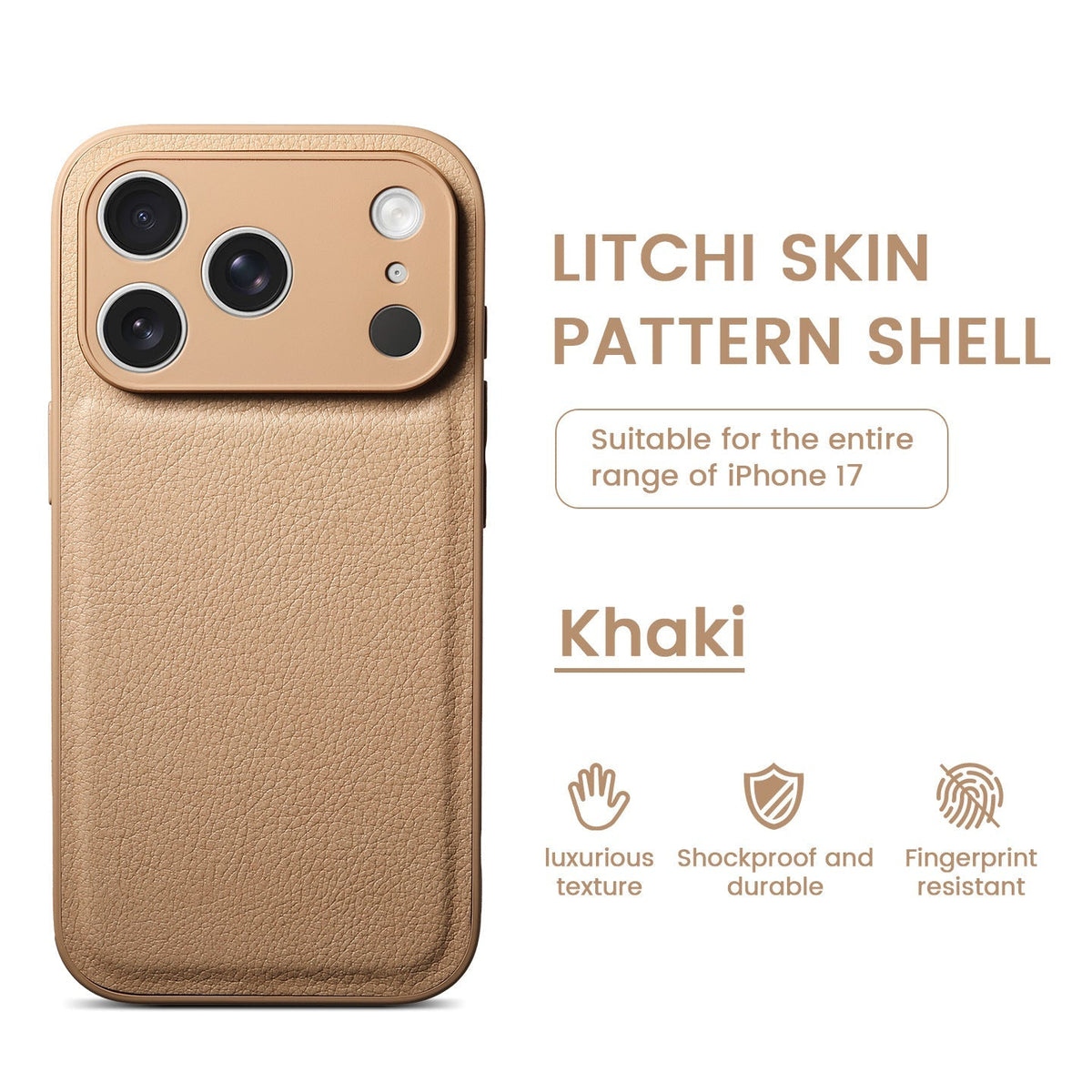 Funda de cuero con patrón de piel de litchi premium para iPhone