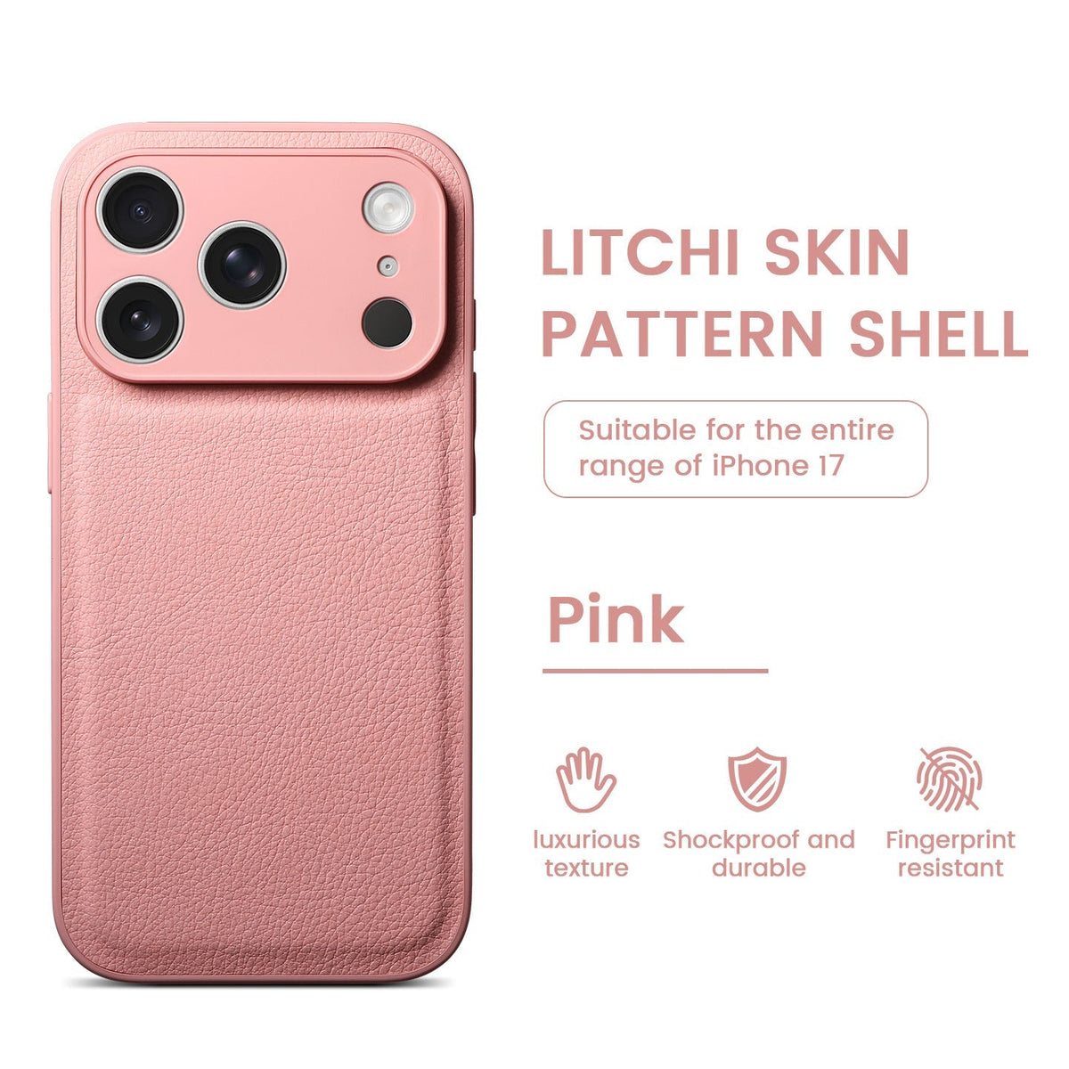 Funda de cuero con patrón de piel de litchi premium para iPhone