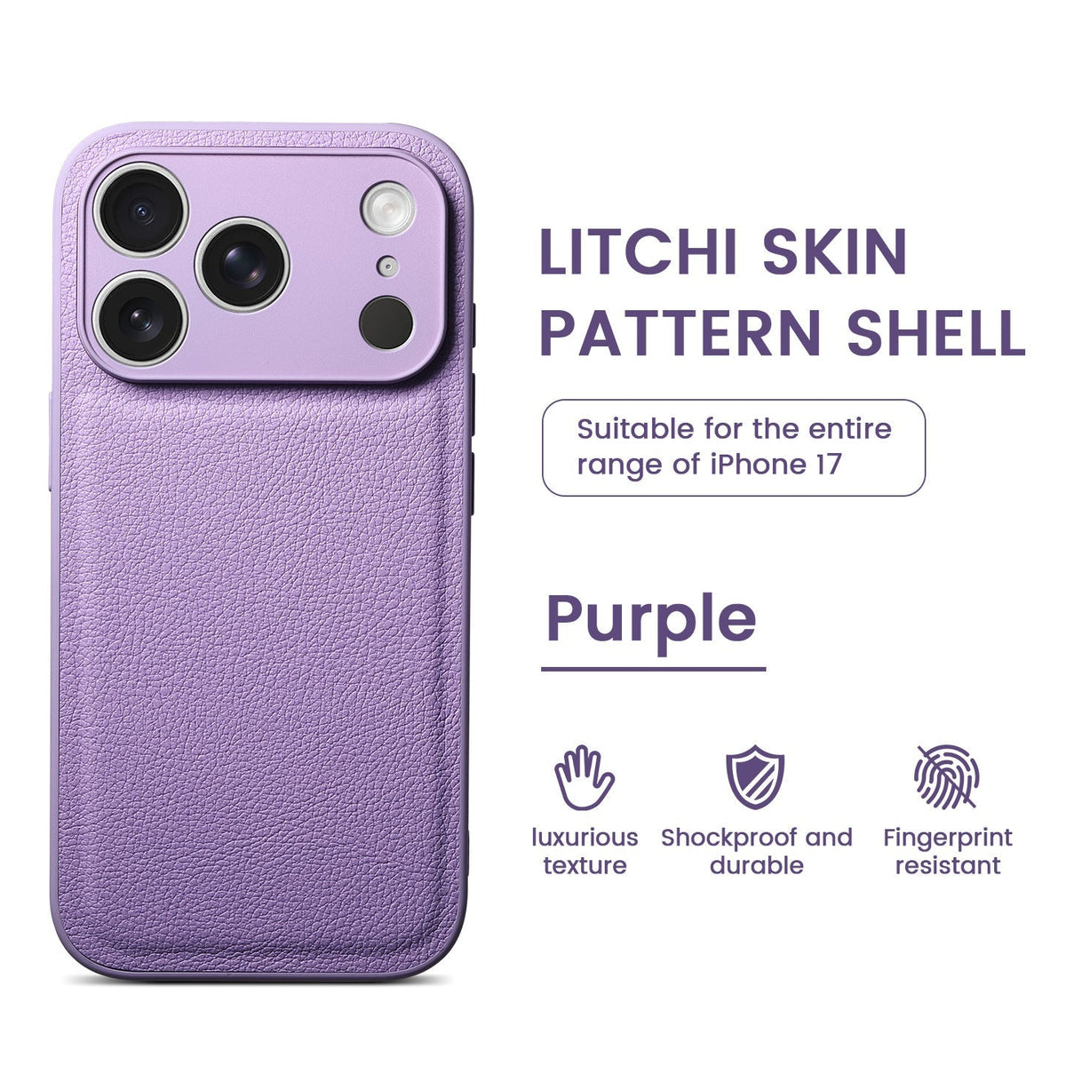 Funda de cuero con patrón de piel de litchi premium para iPhone