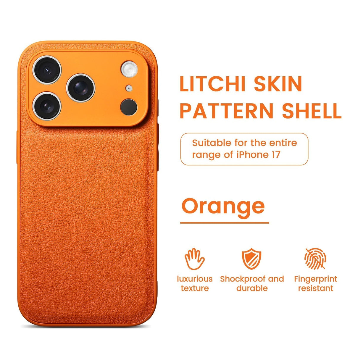 Funda de cuero con patrón de piel de litchi premium para iPhone