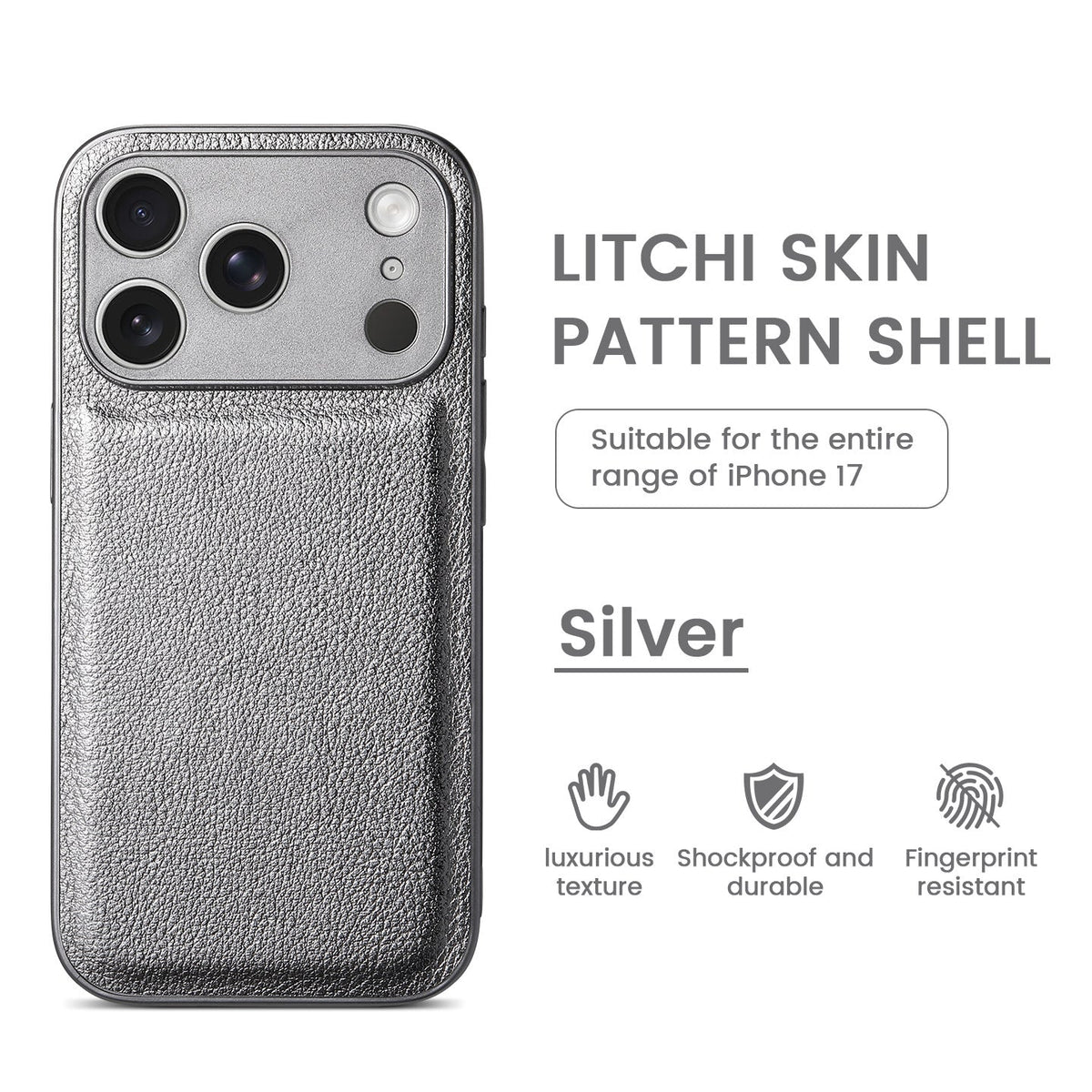 Funda de cuero con patrón de piel de litchi premium para iPhone