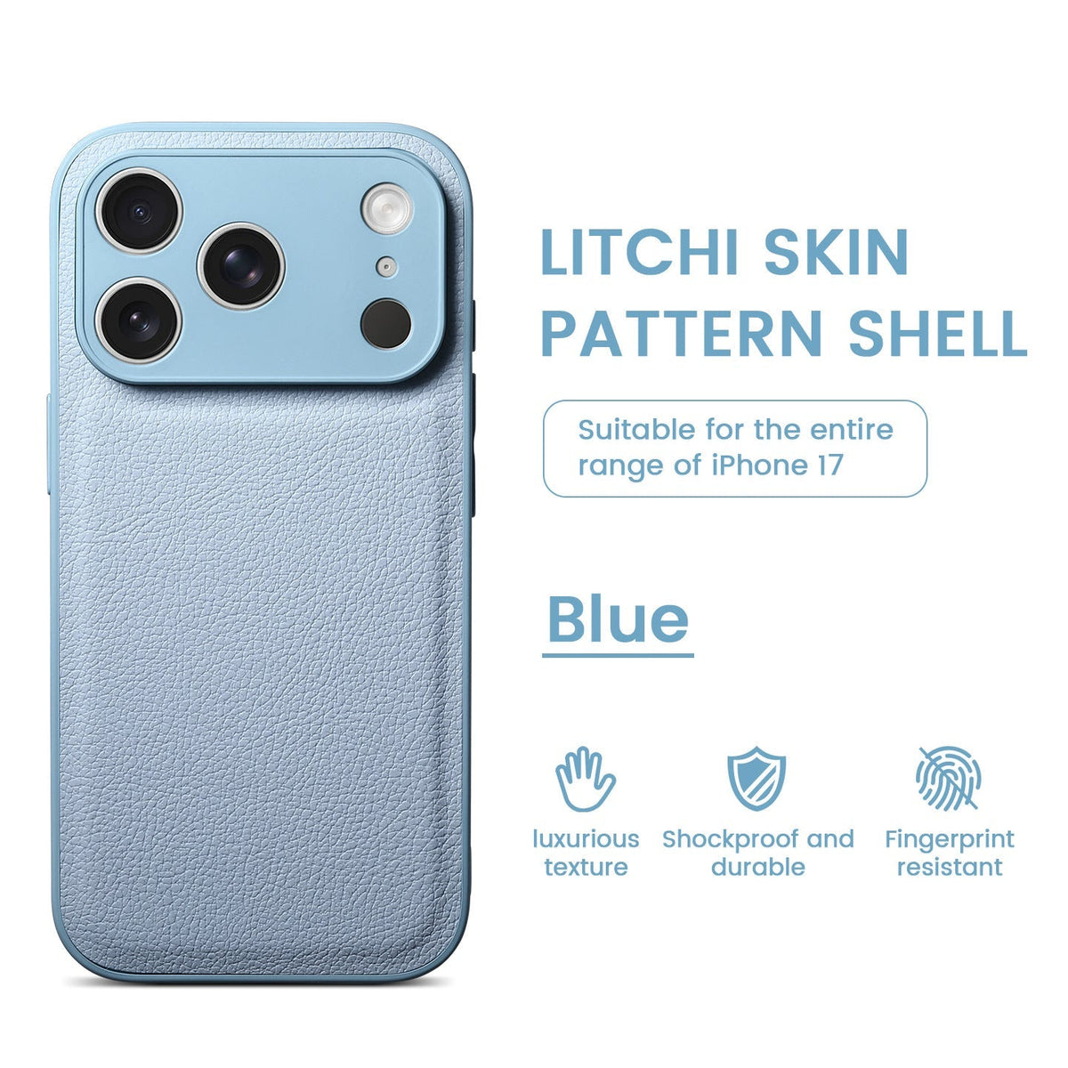 Funda de cuero con patrón de piel de litchi premium para iPhone