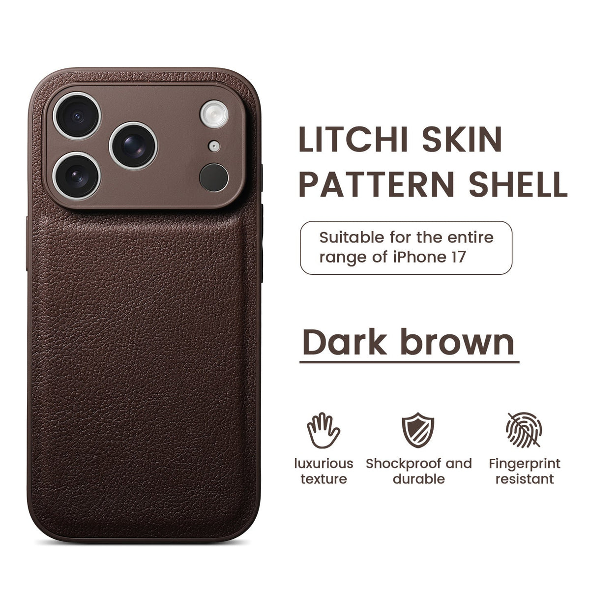 Funda de cuero con patrón de piel de litchi premium para iPhone